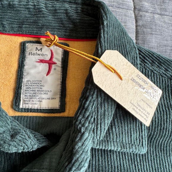 Relwen Corduroy Workshirt Shirt Jacket in Dark Forest Green - Men's Medium NWT - Picture 2 of 3